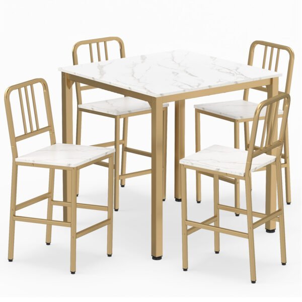 Baro stalas 4 asmenims su 4 kėdėmis (Balta)