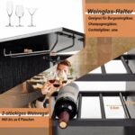 Baro stalo komplektas su vyno laikikliais ir šoninėmis lentynomis (Juoda) – Paveikslėlis 4