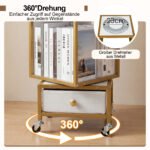 Besisukanti 4 aukštų knygų lentyna su ratukais ir stalčiumi (Balta) – Paveikslėlis 4