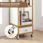 Besisukanti 4 aukštų knygų lentyna su ratukais ir stalčiumi (Balta) – Paveikslėlis 5