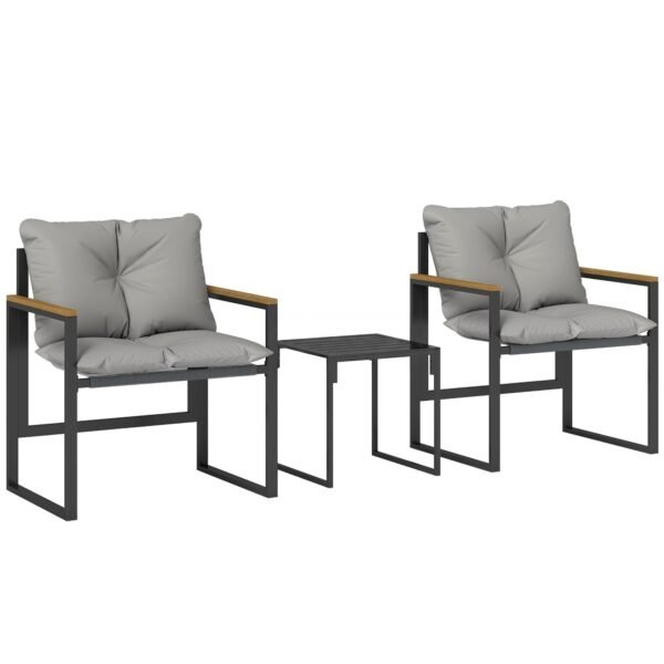 Bistro rinkinys dviems su metaliniu rėmu ir storomis pagalvėlėmis