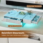 Blizgus kavos staliukas su LED apšvietimu ir 3 stalčiais (Juoda ir balta) – Paveikslėlis 4