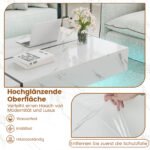 Blizgus kavos staliukas su LED apšvietimu ir 3 stalčiais (Juoda ir balta) – Paveikslėlis 5