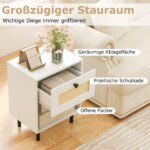 Boho stiliaus naktinis staliukas su rotango stalčiumi (Balta) – Paveikslėlis 3