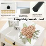 Boho stiliaus naktinis staliukas su rotango stalčiumi (Balta) – Paveikslėlis 5