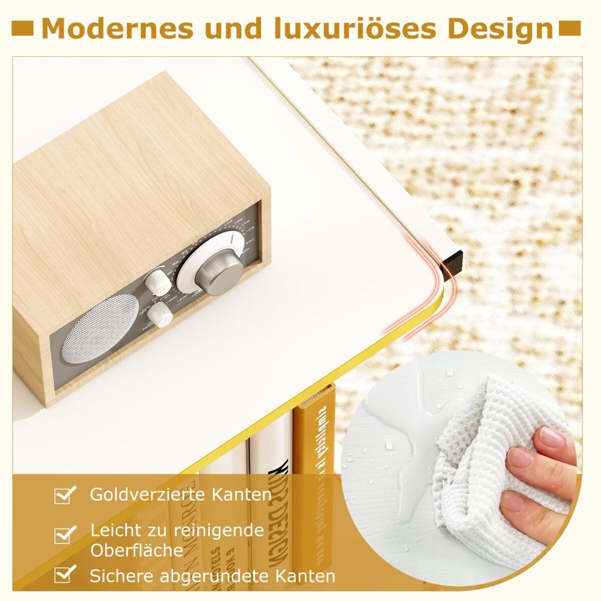 C formos mobilus staliukas su 2 atviromis lentynomis (Balta) – Paveikslėlis 3