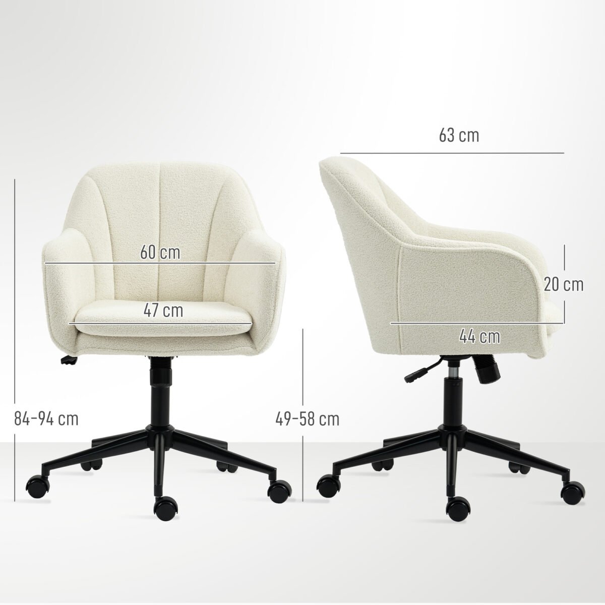 Darbo kėdė su minkštu flanelinio audinio apmušalu ir lenkta ergonomine atrama – Paveikslėlis 3