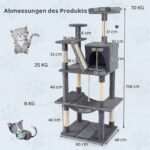 Daugiaaukštis kačių draskyklės medis su guoliu hamaku ir apžvalgos aikštele (Tamsiai pilka) – Paveikslėlis 2