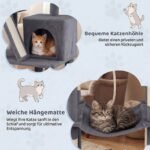 Daugiaaukštis kačių draskyklės medis su guoliu hamaku ir apžvalgos aikštele (Tamsiai pilka) – Paveikslėlis 4