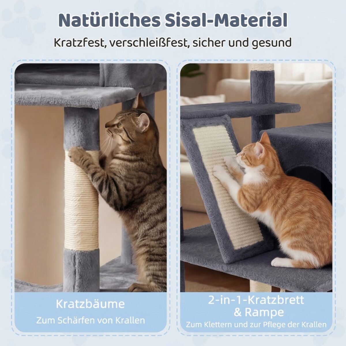 Daugiaaukštis kačių draskyklės medis su guoliu hamaku ir apžvalgos aikštele (Tamsiai pilka) – Paveikslėlis 5