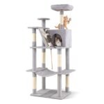 Daugiaaukštis kačių medelis su sizalio draskyklėmis 158 cm (Šviesiai pilka)