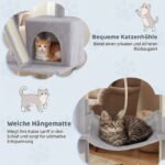 Daugiaaukštis kačių medelis su sizalio draskyklėmis 158 cm (Šviesiai pilka) – Paveikslėlis 4