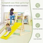 Daugiafunkcinė 6 viename medinė vidaus žaidimų aikštelė su čiuožykla ir laipiojimo elementais (Natūrali)