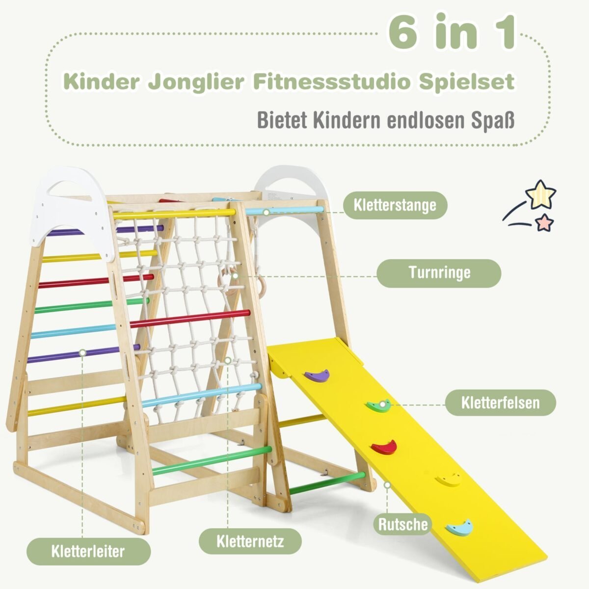 Medinė vidaus žaidimų aikštelė su čiuožykla ir laipiojimo elementais (Natūrali) – Paveikslėlis 4