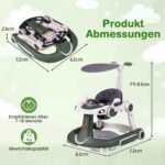 Daugiafunkcinė 7-in-1 kūdikio vaikštynė su stogeliu ir reguliuojamu aukščiu (Žalia) – Paveikslėlis 2