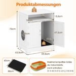 Daugiafunkcinė kačių tualeto spintelė-staliukas 3in1 su integruotu kilimėliu (Balta) – Paveikslėlis 2