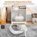 Daugiafunkcinė kačių tualeto spintelė-staliukas 3in1 su integruotu kilimėliu (Balta) – Paveikslėlis 3