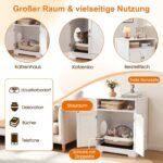 Daugiafunkcinė kačių tualeto spintelė-staliukas 3in1 su integruotu kilimėliu (Balta) – Paveikslėlis 5