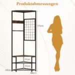 Kampinė rūbų kabykla su batų lentynomis ir lentynėlėmis (Rustikali ruda) – Paveikslėlis 5