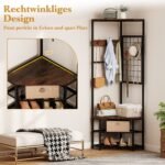 Kampinė rūbų kabykla su batų lentynomis ir lentynėlėmis (Rustikali ruda) – Paveikslėlis 4