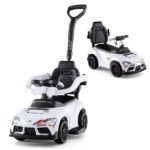 Daugiafunkcinis vaikiškas 3-in-1 stumdukas su stūmimo rankena (Balta)