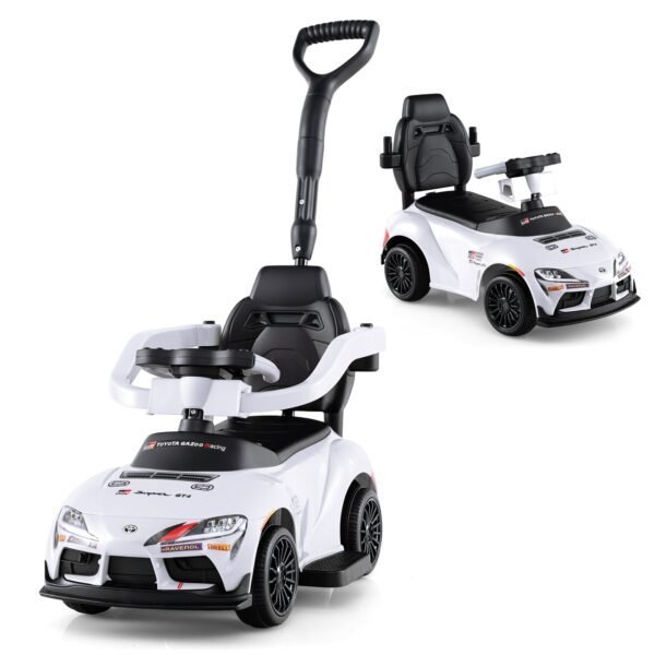 Daugiafunkcinis vaikiškas 3-in-1 stumdukas su stūmimo rankena (Balta)