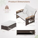 Rataninis lauko baldų komplektas su sofa ir otomane (Balta) – Paveikslėlis 2
