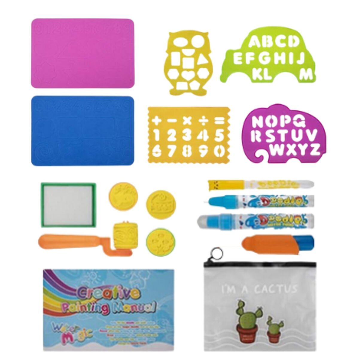 Didelis dvipusis edukacinis vandens piešimo kilimėlis su gyvūnais – Paveikslėlis 3