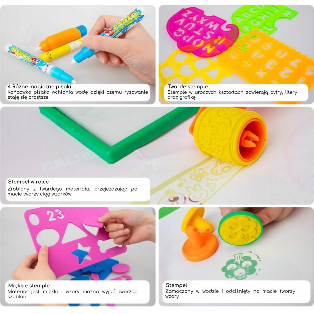 Didelis dvipusis edukacinis vandens piešimo kilimėlis su gyvūnais – Paveikslėlis 7