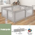 Didelis kūdikių maniežas su 50 kamuoliukų ir kvėpuojančiu tinkleliu (Pilka) – Paveikslėlis 2