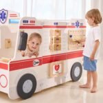 Didelis medinis greitosios pagalbos automobilio rinkinys su 25 priedais