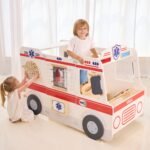 Didelis medinis greitosios pagalbos automobilio rinkinys su 25 priedais
