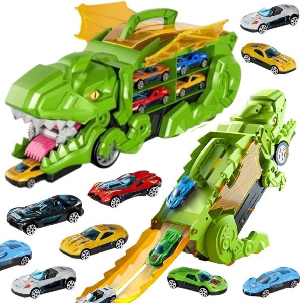 Dinozauro sunkvežimis-trasa su 12 automobilėlių