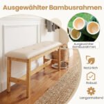 Dirbtinės odos apmušalais dengtas bambuko suoliukas su pamušalu 100 cm (Natūrali) – Paveikslėlis 3