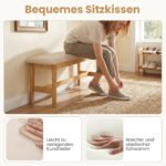 Dirbtinės odos apmušalais dengtas bambuko suoliukas su pamušalu 100 cm (Natūrali) – Paveikslėlis 4