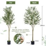 Dirbtinis alyvmedis su plastikiniu vazonu 180 cm aukščio (Žalia) – Paveikslėlis 2