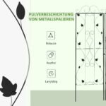 Dvi milteliniu būdu dengtos plieninės atramos vijokliniams augalams su lapų motyvu