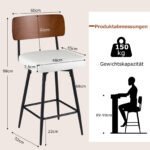 Dvi pasukamos baro kėdės su paminkštintu atlošu (Balta) – Paveikslėlis 2