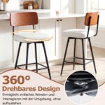 Dvi pasukamos baro kėdės su paminkštintu atlošu (Balta) – Paveikslėlis 4