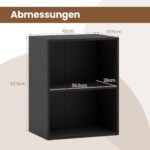 Dviaukštis atviras naktinis staliukas knygoms ir daiktams (Juoda) – Paveikslėlis 2