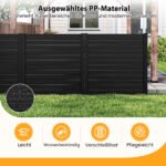 Dviejų Panelių Privatumo Tvora su Cinkuoto Metalo Įkasamais Kuolais (Juoda)