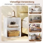 Dviejų aukštų atvira medienos plokščių lentyna (Balta)