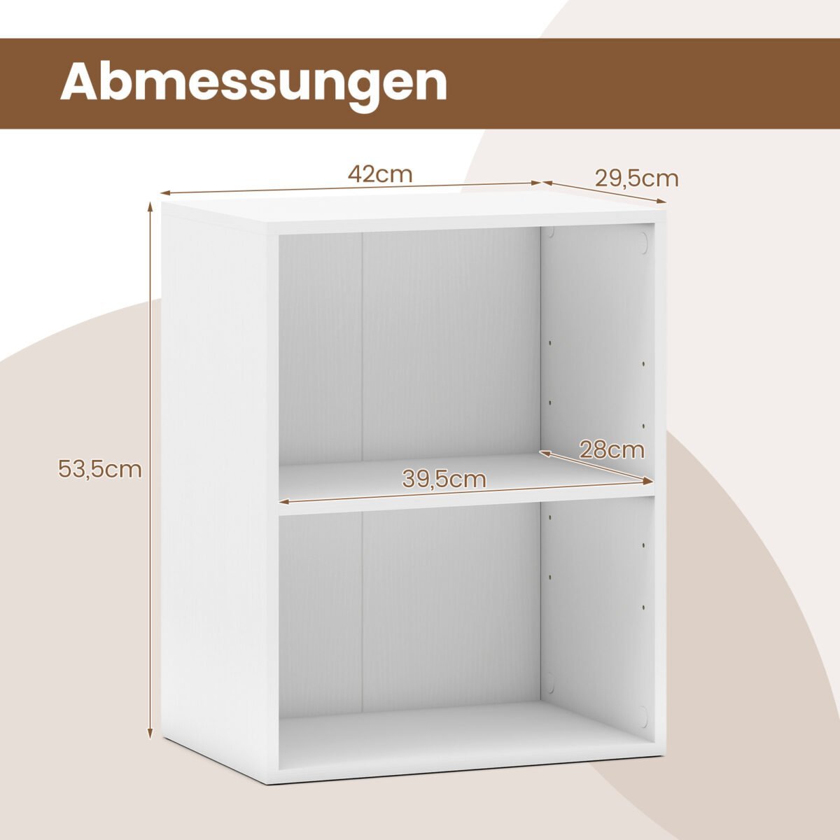 Dviejų aukštų atvira medienos plokščių lentyna (Balta) – Paveikslėlis 3