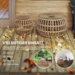 Dviejų dalių atsparūs oro sąlygoms poliratano šoniniai staliukai su grūdinto stiklo stalviršiais – Paveikslėlis 4