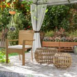 Dviejų dalių atsparūs oro sąlygoms poliratano šoniniai staliukai su grūdinto stiklo stalviršiais – Paveikslėlis 9