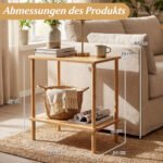 Dviejų dalių bambukiniai stačiakampiai staliukai su dviem lentynomis (Natūrali) – Paveikslėlis 2