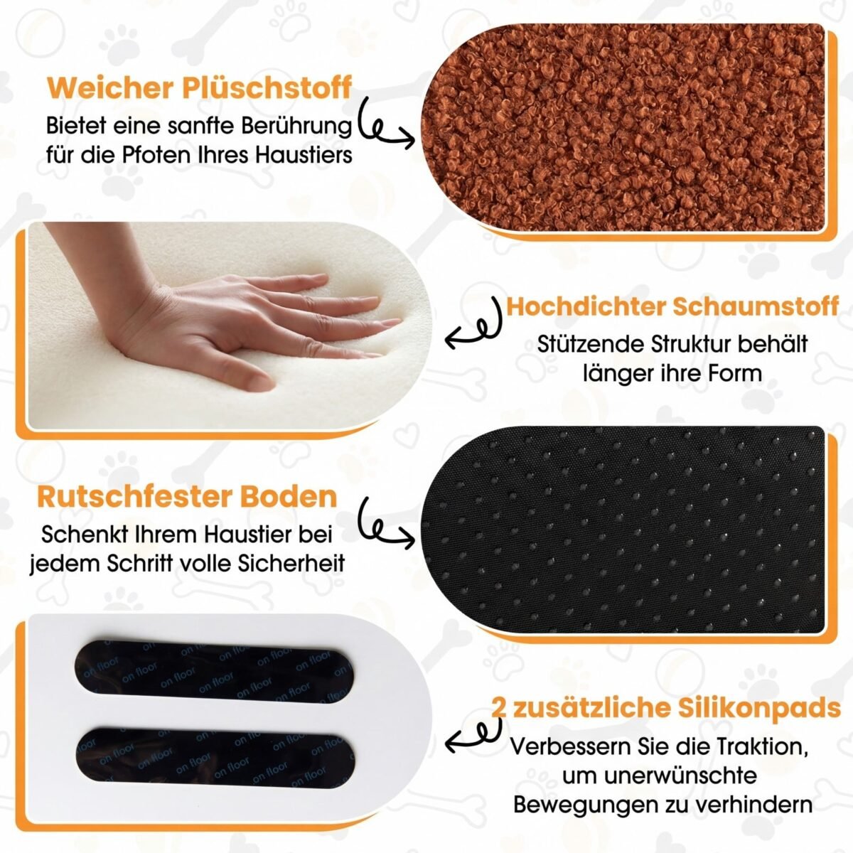 Dviejų pakopų gyvūnų putų rampa su neslystančiu paviršiumi (Ruda + Juoda) – Paveikslėlis 5