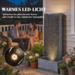 Dviejų pakopų lauko fontanas su LED apšvietimu granito imitacijos