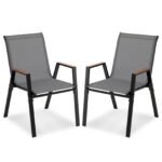 Dviejų sodo kėdžių komplektas su aukštu atlošu ir Teslin audiniu (Pilka)