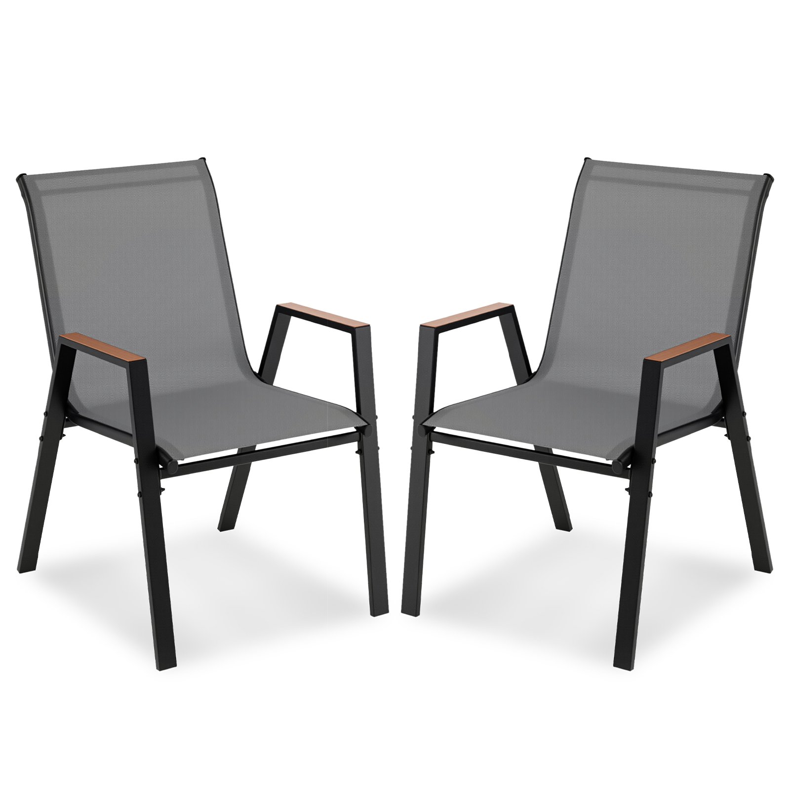 Dviejų sodo kėdžių komplektas su aukštu atlošu ir Teslin audiniu (Pilka)